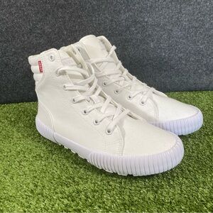 Levi's Canvas Womens Olivia CVS Mono Hightop Fashion White Sneaker Shoe Size 10